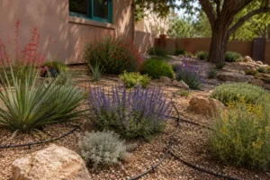 garden with sprinkler system in santa fe nm