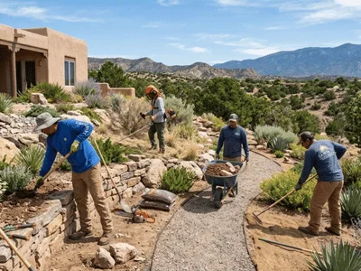 landscape maintenance crew on work outdoor